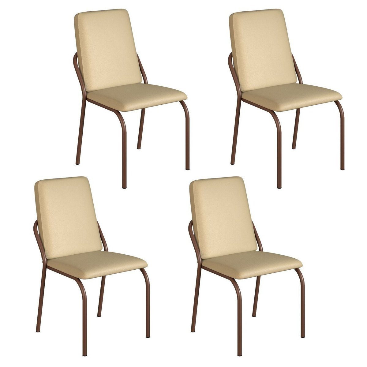 Kit 4 Cadeiras Para Sala De Jantar Malibu Creme / Marrom