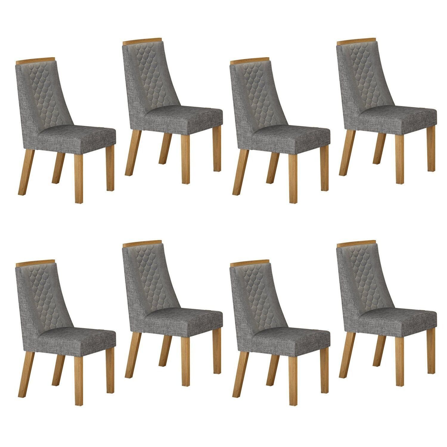 Kit De 8 Cadeiras Para Sala De Jantar Dora Prata