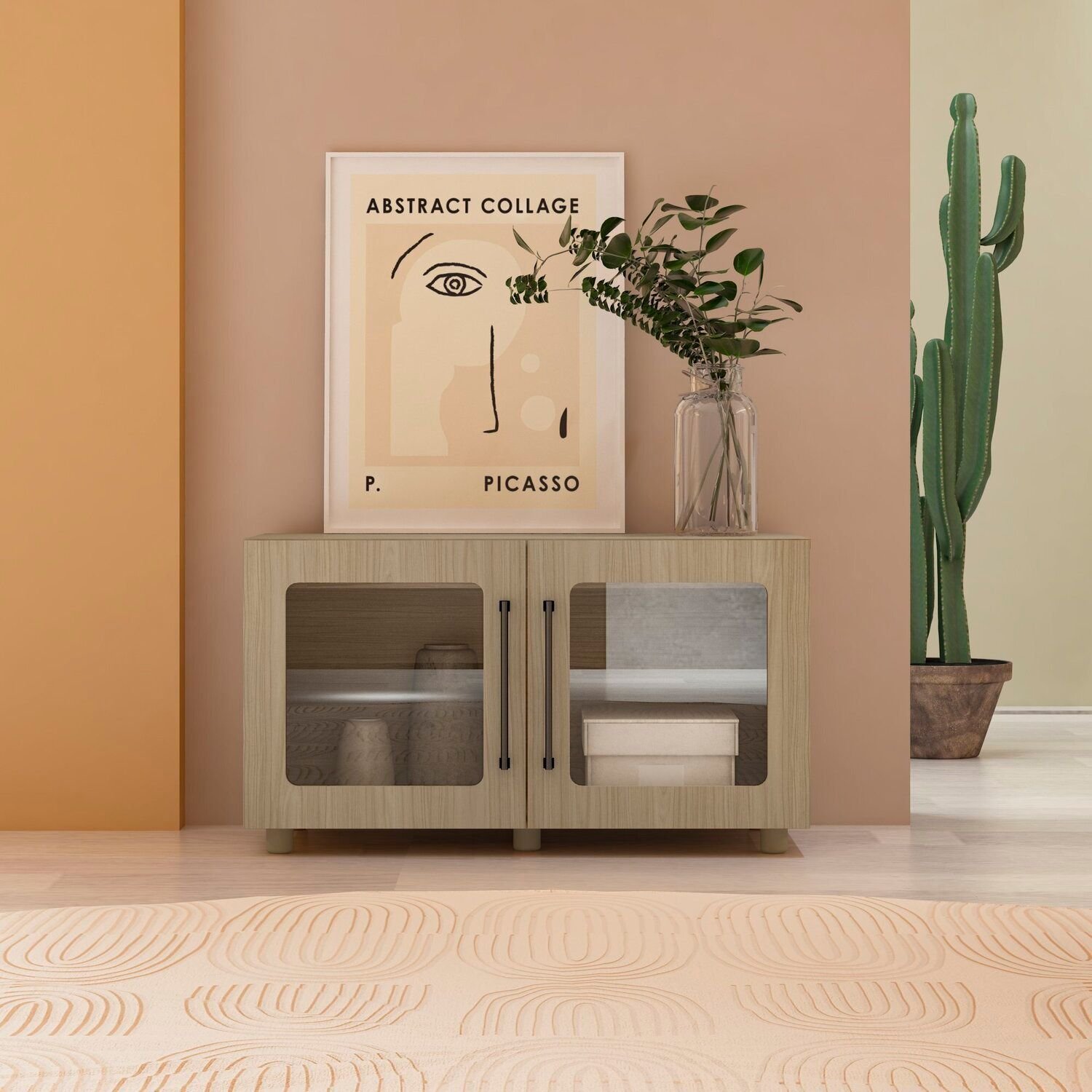 Armário Multiuso 2 Postas De Vidro 100% Mdf Yescasa Riviera