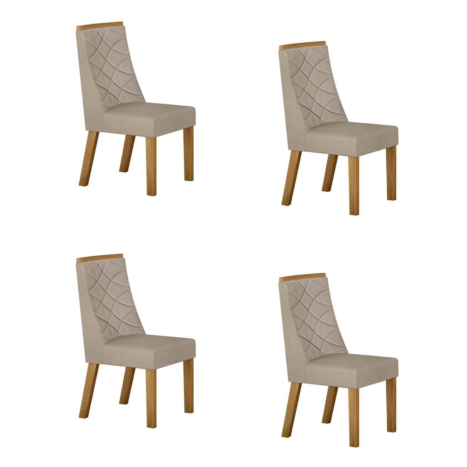 Kit De 4 Cadeiras Para Sala De Jantar Aurora Cinamomo/bege
