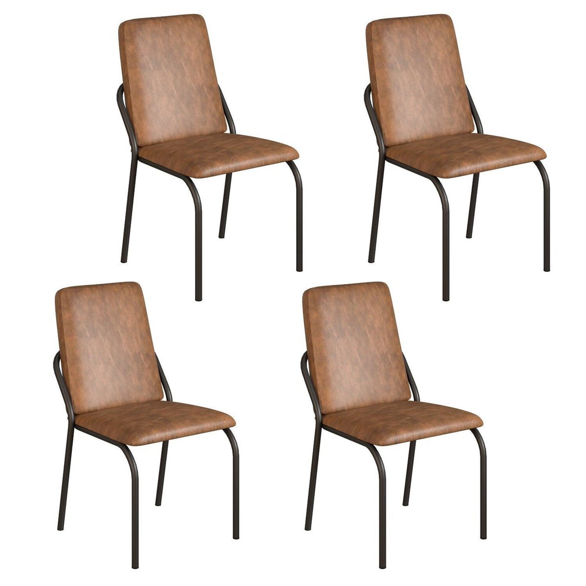 Kit 4 Cadeiras Para Sala De Jantar Malibu Marrom / Preto Fosco