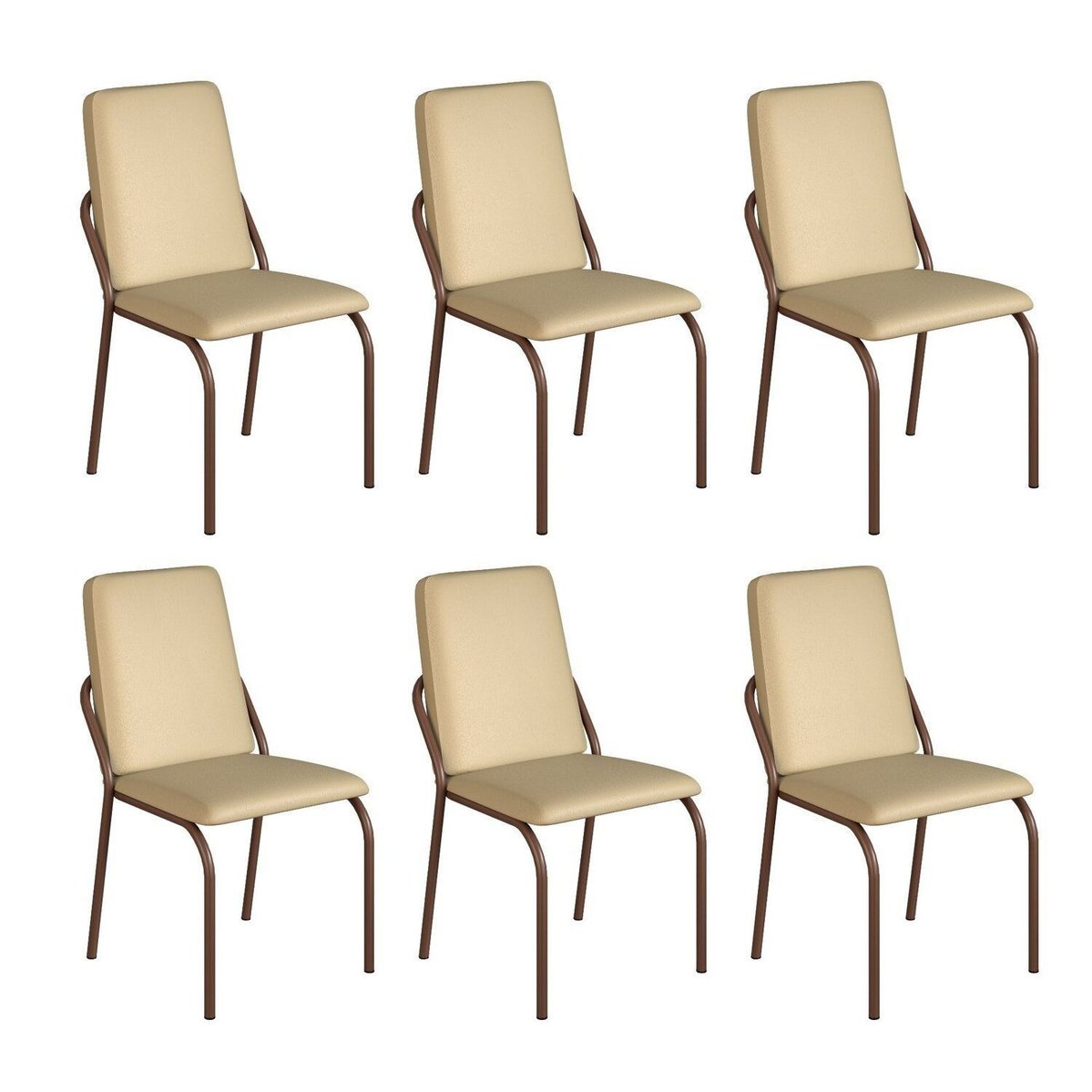 Kit 6 Cadeiras Para Sala De Jantar Malibu Creme / Marrom