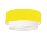 Plafon Duplo Cilíndrico Vivare Md-3064 Cúpula Tecido 70x60cm - Bivolt Amarelo-branco 127/220v