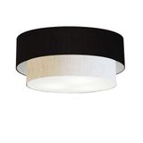 Plafon Duplo Cilíndrico Vivare Md-3024 Cúpula Em Tecido 60x50cm - Bivolt Preto-linho-bege