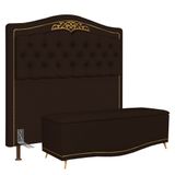 Cabeceira Cama Box Casal King 195cm Com Calçadeira Baú Imperial J02 Corano Marrom Escuro - Mpozenato