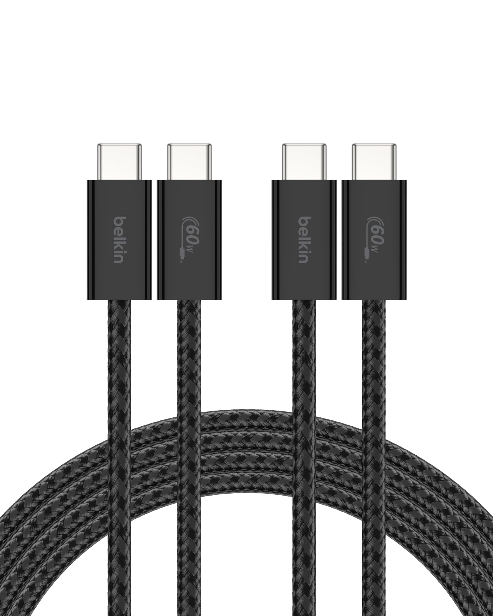 Cabo Usb C Para Usb C, Pacote Com 2 Unidades Belkin, 2 M 60 W Para Iphone 16, Preto