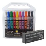 5x Giz Líquido Ponta Redonda (estojo Com 10 Cores)+apagador