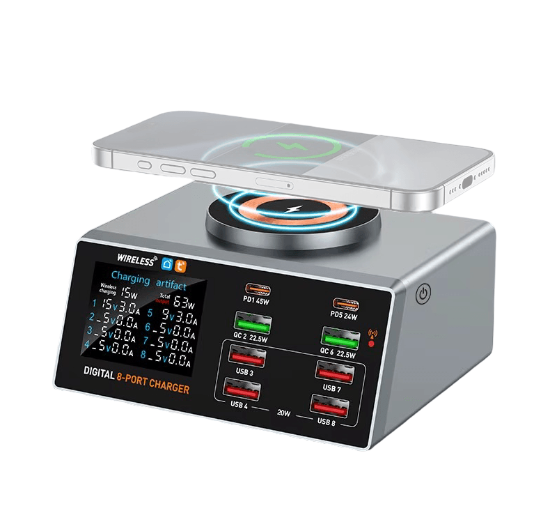 Carregador Wireless Inteligente X9a Multi Usb Pd-qc Indução 15w E Controle Wifi (preto)