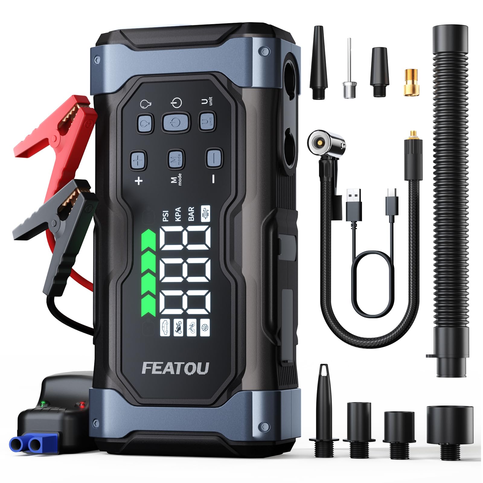 Jump Starter Featou 9000a De Alta Potência Com Compressor De Ar 150psi