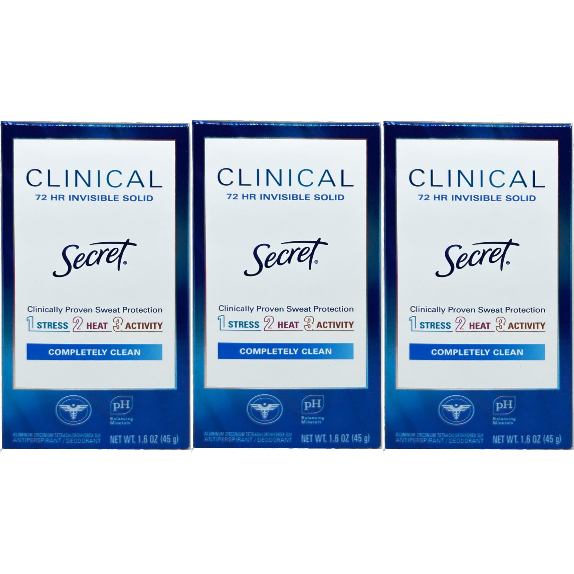Desodorante Secret Clinical Strength Invisible Solid 48h 3x45ml