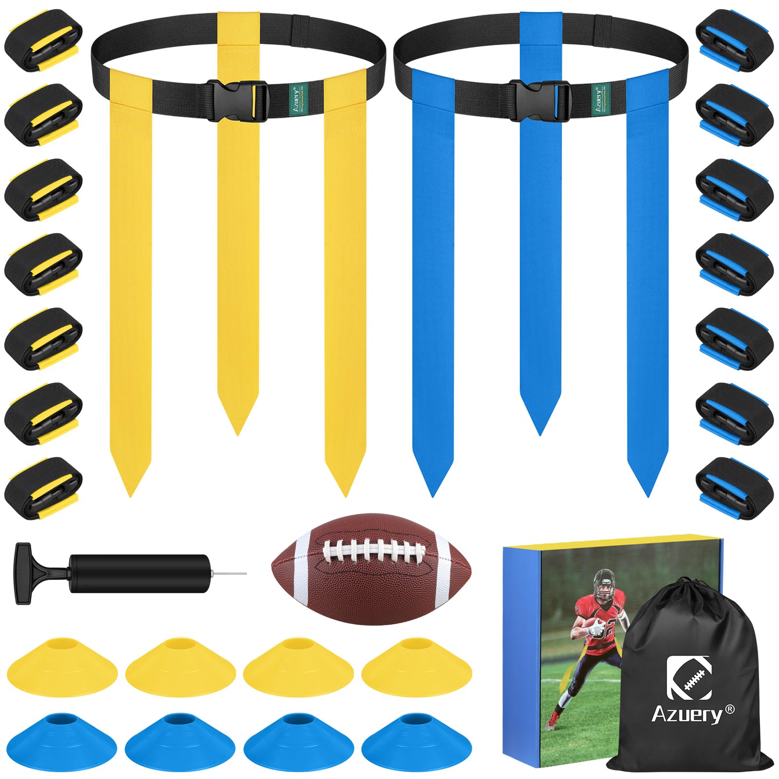 Conjunto De Futebol Com Bandeiras Azuery Para 14 Jogadores Com 42 Bandeiras, 8 Cones E Bola