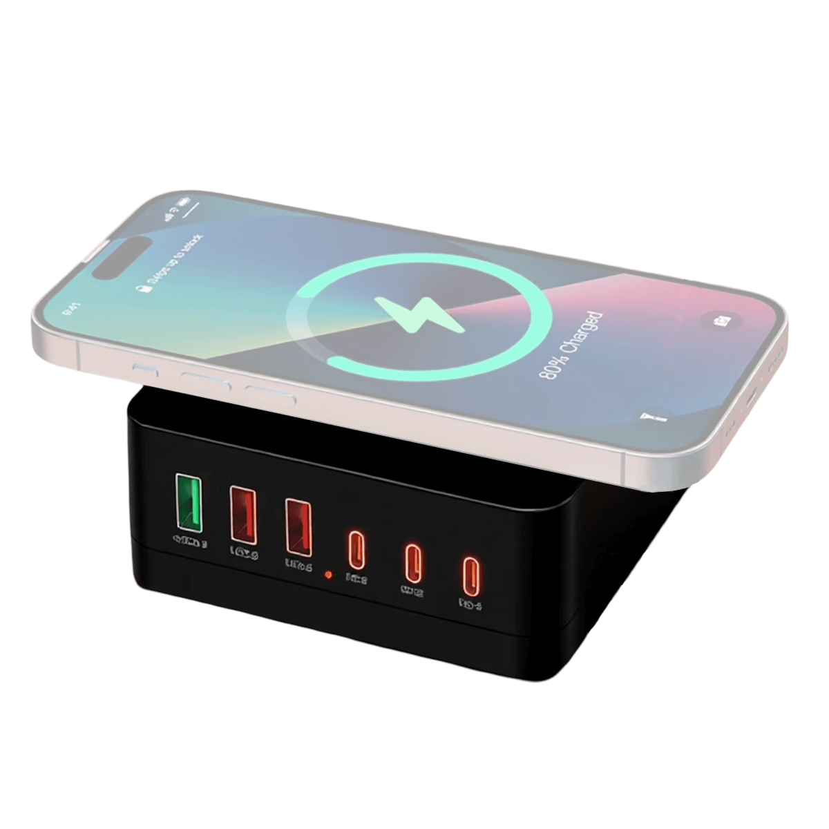 Carregador Wireless 963l Indução 15w Multi Usb 140w Pd-qc (preto)