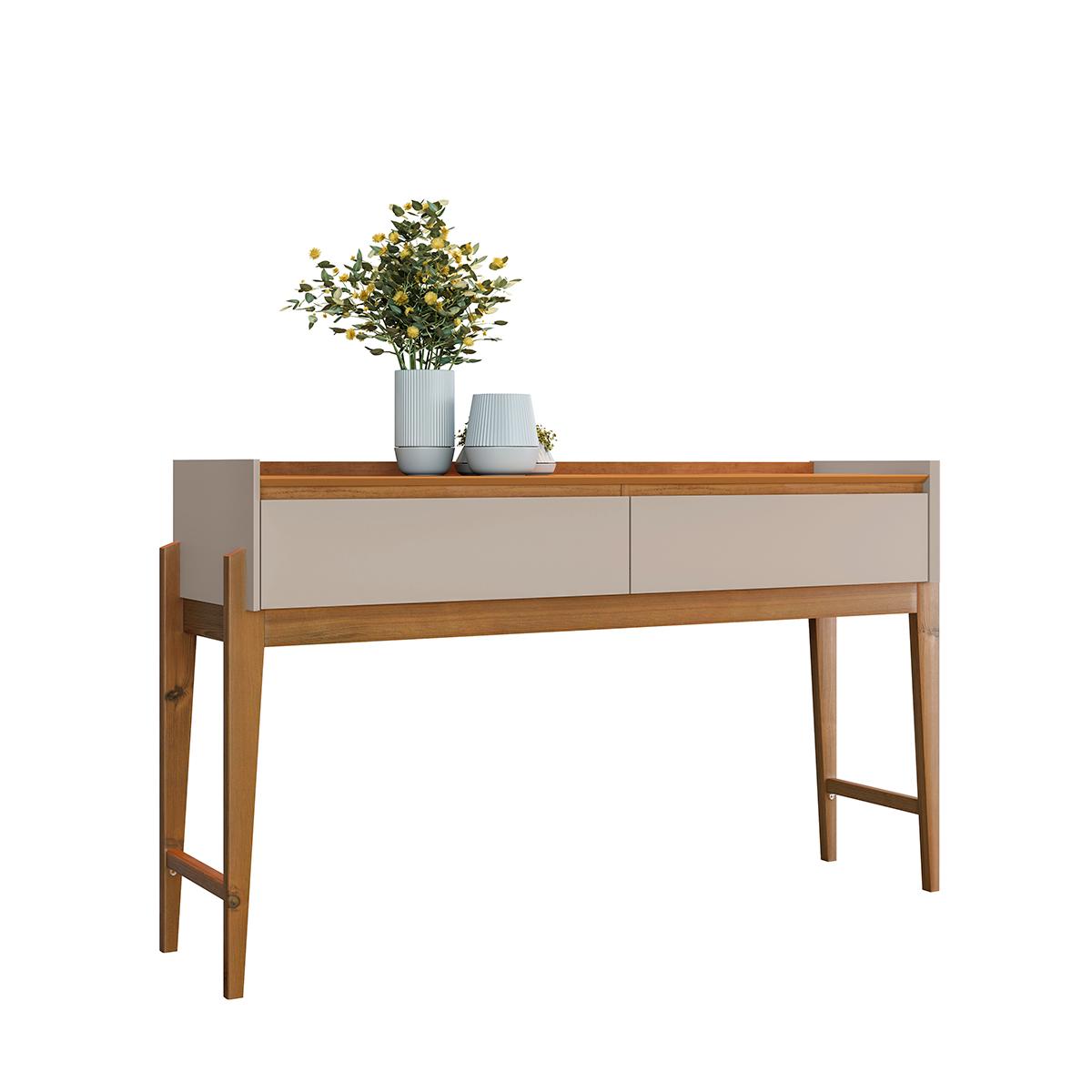 Aparador Buffet Rennes Com 2 Gavetas E Pés De Madeira Maciça Cedro/off White