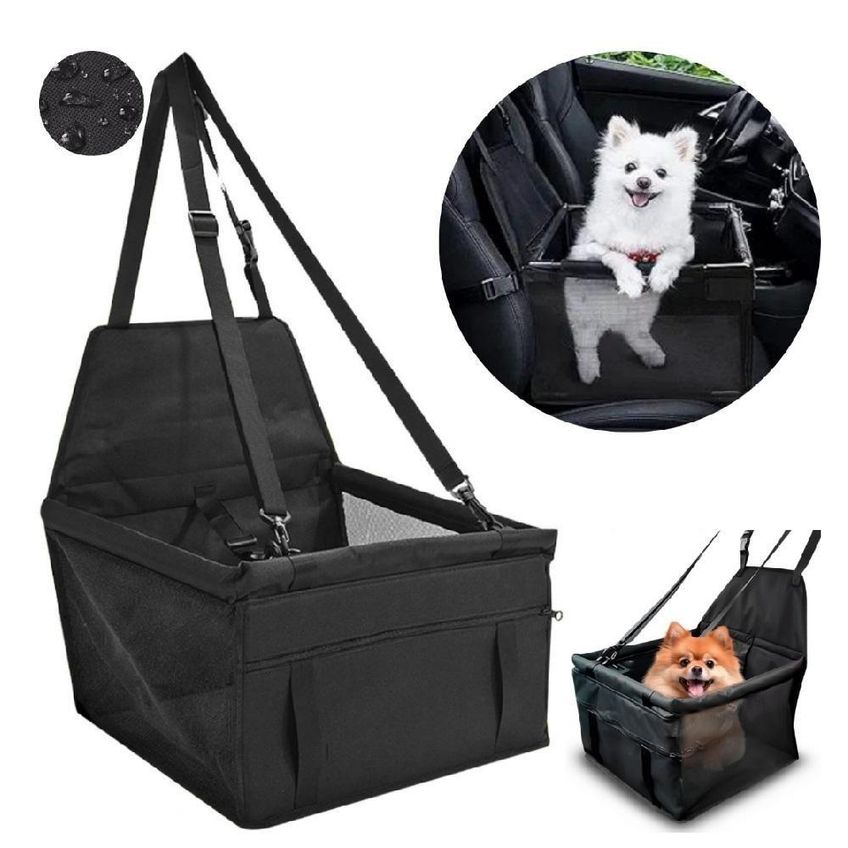 Cadeirinha Pet Assento Cachorro Gato Carro Viagem Passeio Dobravel Bolso Preta - imagem 3