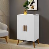 Sapateira Cali Em Mdf Base Madeira 2 Portas E 3 Prateleiras Cor:branco