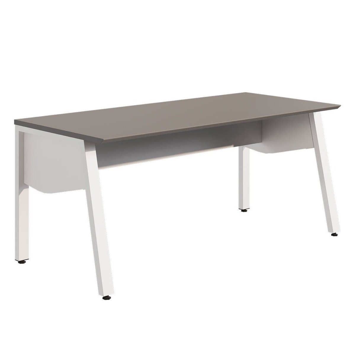 Mesa Escrivaninha Escritório 150cm Com Tampo Chanfrado E Pés Metálicos Industrial Executive Cinza Sagrado / Branco