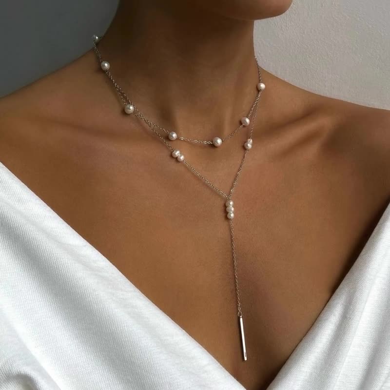 Colar Bjr Pearl Pendant Collar Chain Para Mulheres