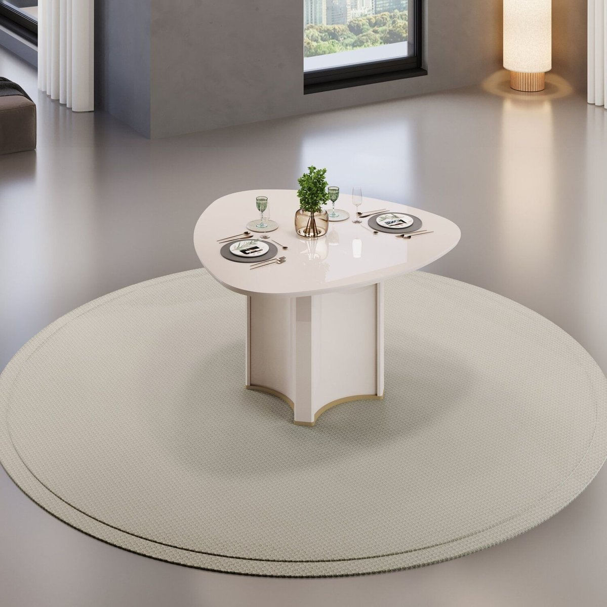 Mesa De Jantar 80x136cm Em Mdf E Mdp Chanel Off White