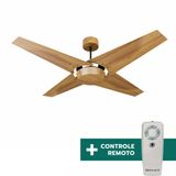 Ventilador De Teto Com Controle Remoto Natuvent Callis No Light 4 Pás Madeira Teca - 127v