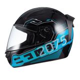 Capacete Sky Two Sorah Preto Fosco Transf Azul 58