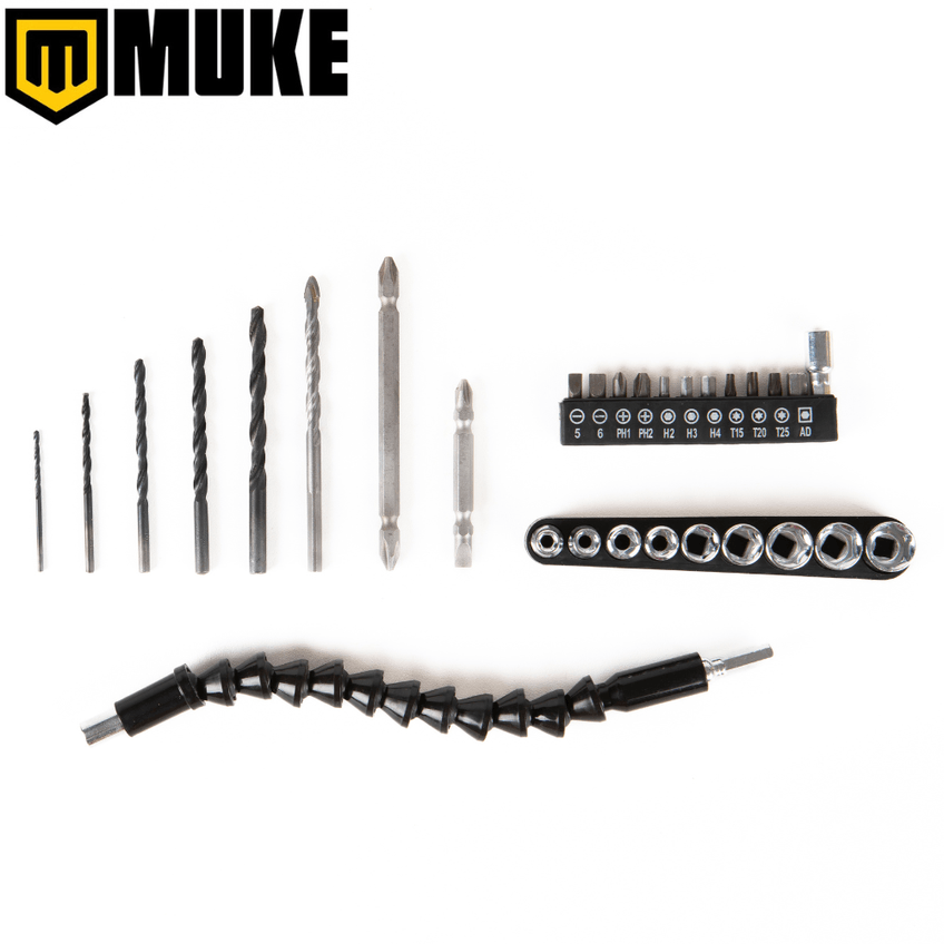Parafusadeira E Furadeira De Impacto A Bateria 12v 3/8 10mm Muke Tools Com 30 Acessórios E Maleta - imagem 4