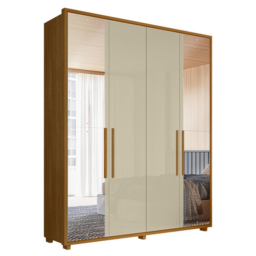 Guarda Roupa Casal Greco 4 Portas Cumaru/opala Com Espelho - Madetec