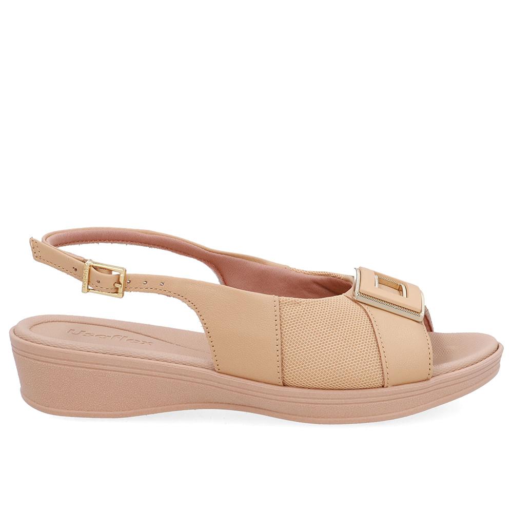 Slingback Usaflex Joanetes Couro Anabela Ref Ud04003 Creme 35