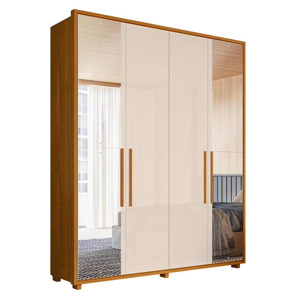 Guarda Roupa Casal Greco 4 Portas Cinamomo/off White Com Espelho - Madetec