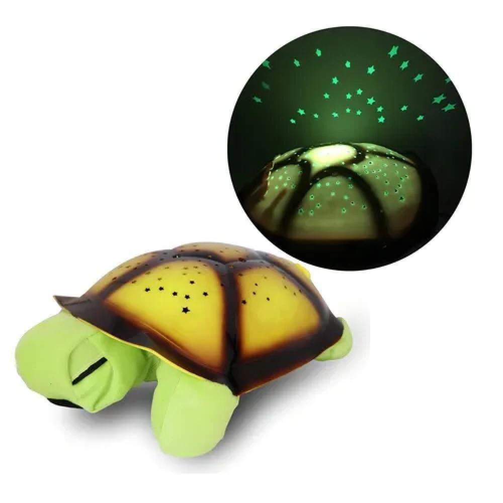 Encontraproduto.com.br - Abajur Tartaruga De Pelucia Infantil Projetor Estrelas Luz Led Musical Luminaria Nina Bebe Verde