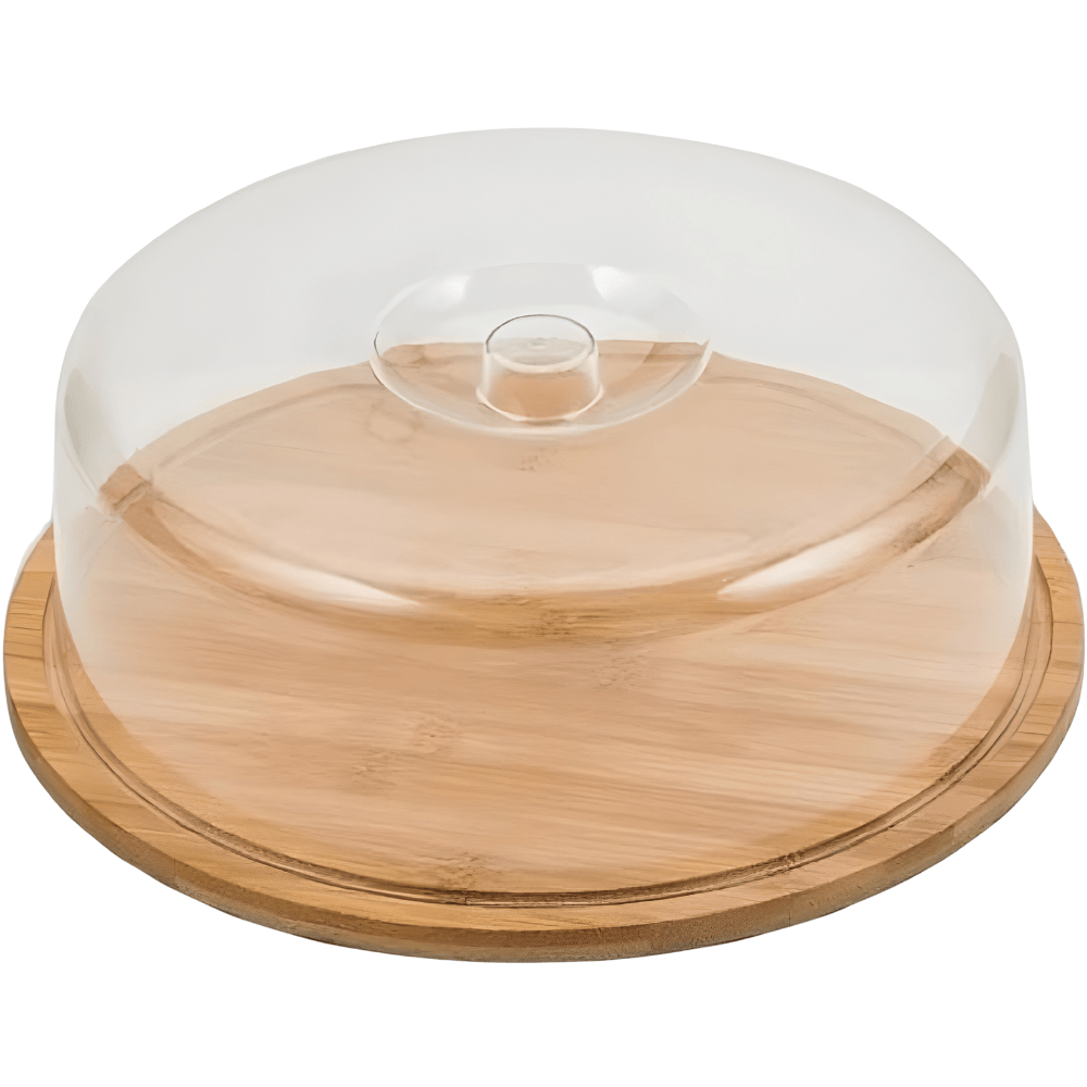 Boleira Redonda Em Bambu E Plástico 28cm Ke Home