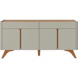 Buffet Aros 4 Portas Pés Madeira Maciça - Mavaular Off White-naturale