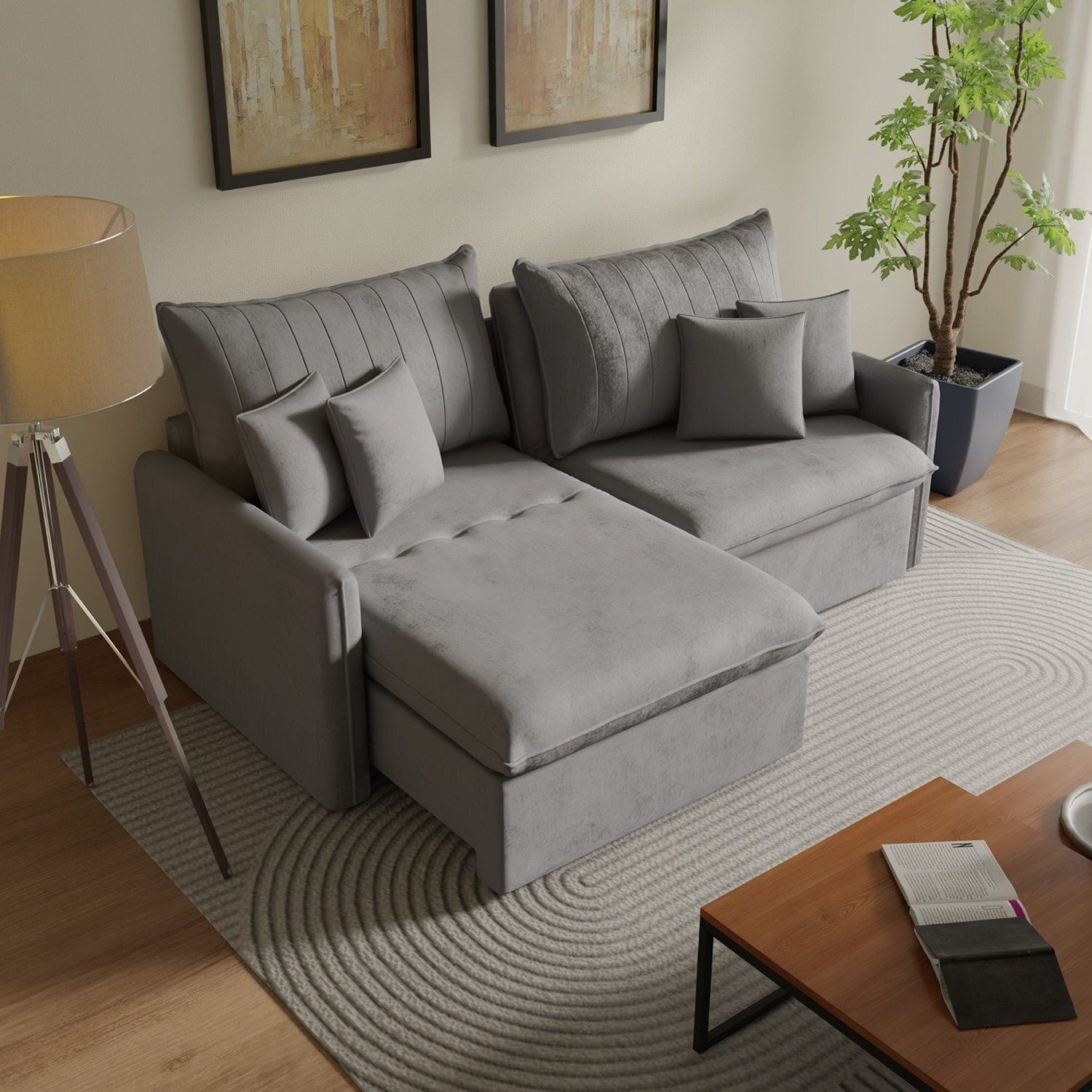 Sofá Cama Retrátil E Reclinável 220cm Colibri Cabecasa Madeiraoriginals Prata