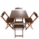 Conjunto de Mesa Dobrável com 4 Cadeiras de Madeira Imbuia Assento Almofadado Marrom FlexConfort