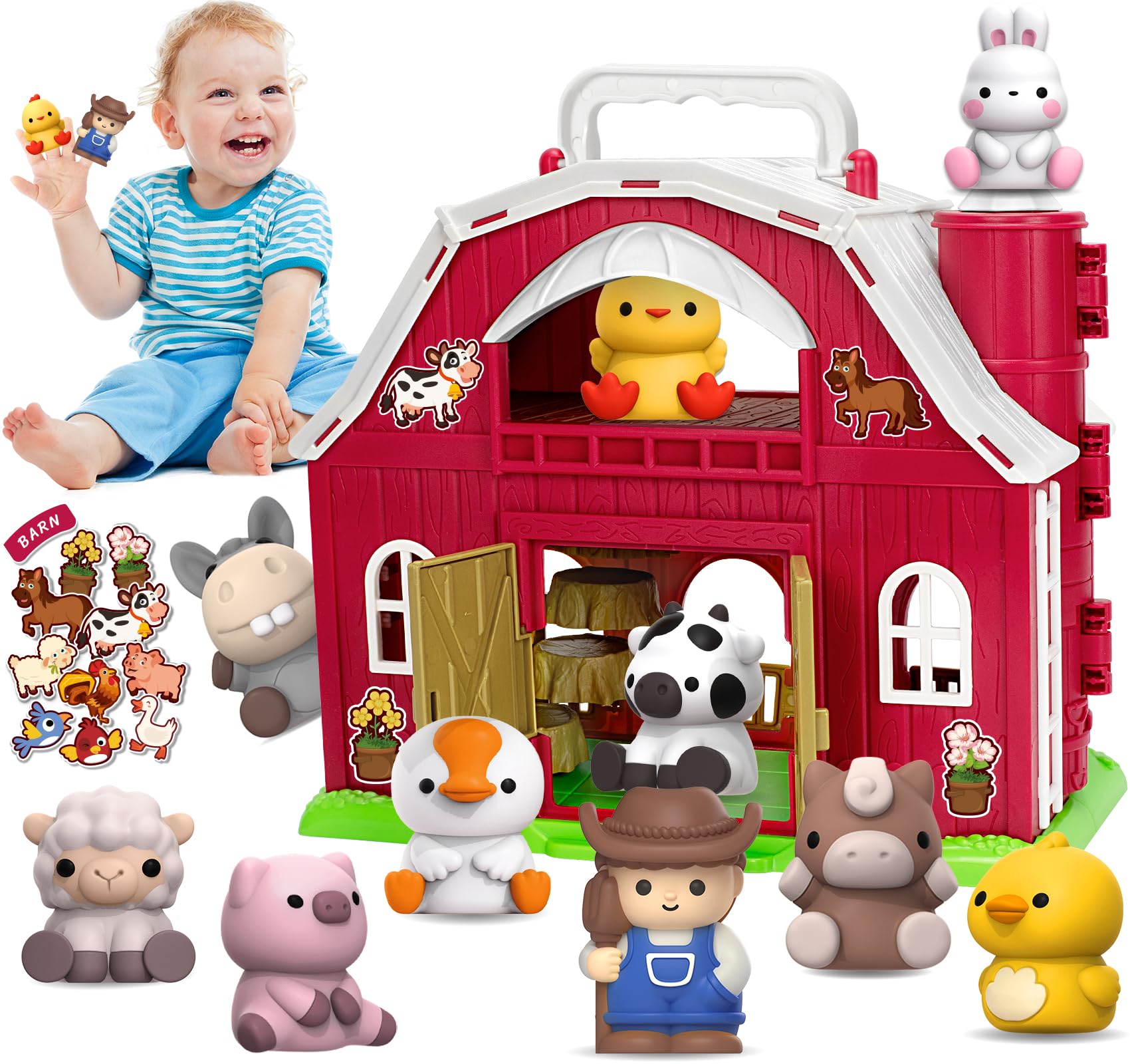 Farm Animals Big Barn Toy Aigybobo Para 1-3 Anos Com Bonecos
