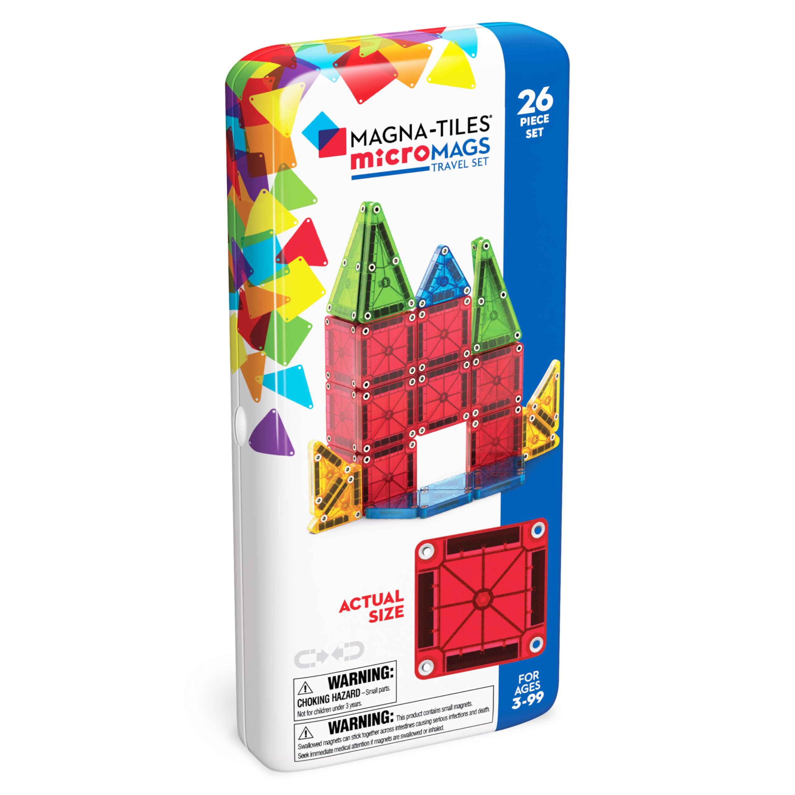 Conjunto De Construção Magna-tiles Micromags De 26 Peças Com Caixa De Lata