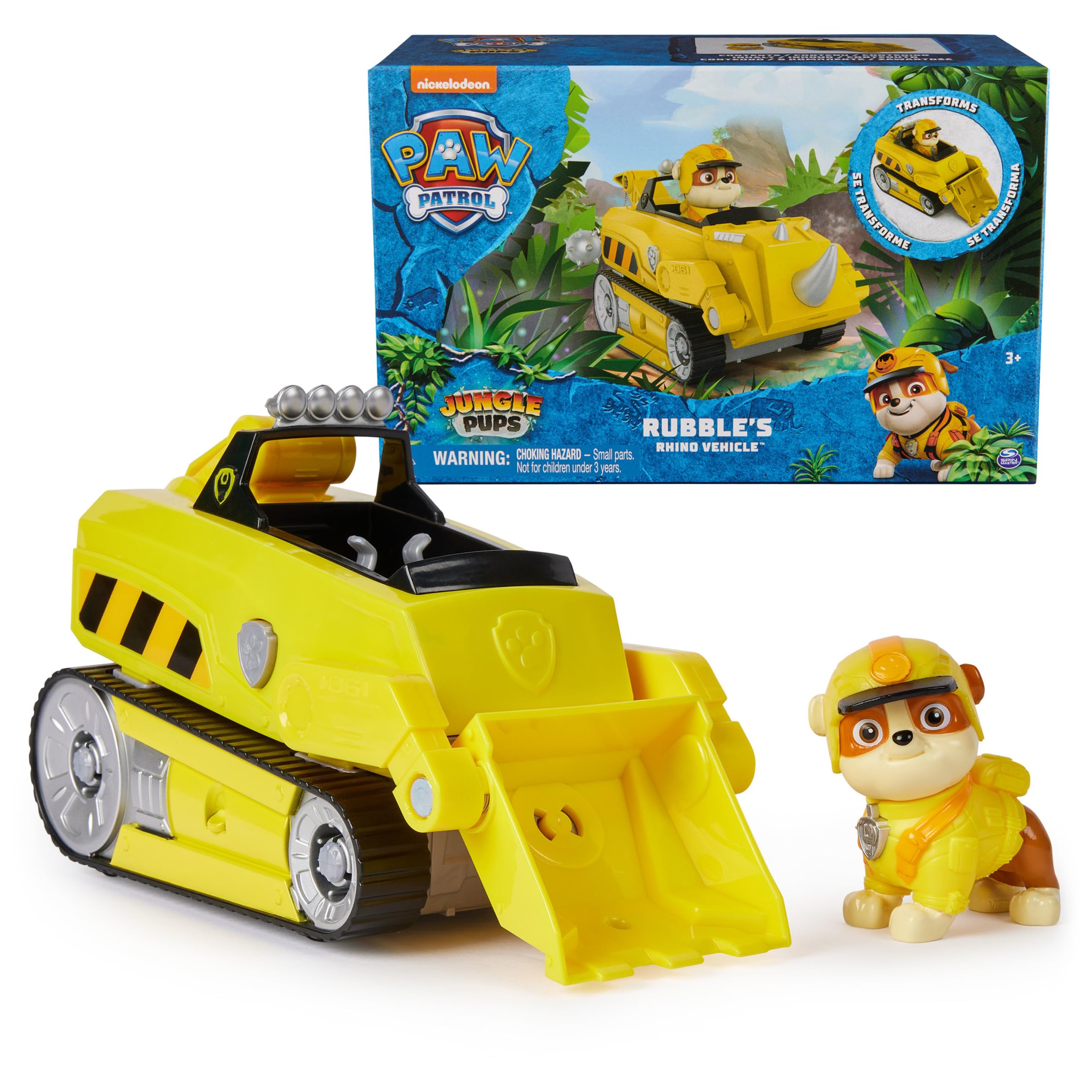 Caminhão De Brinquedo Paw Patrol Jungle Pups Rubble Rhino Com Boneco