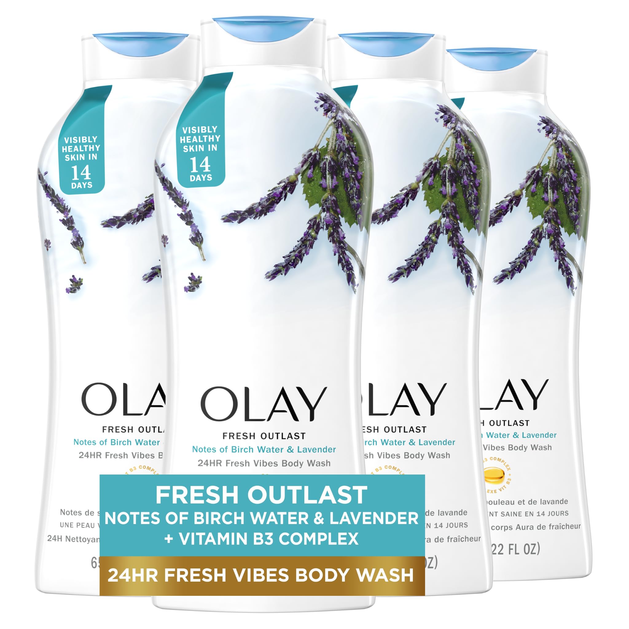 Sabonete Líquido Olay Fresh Outlast Hidratante De Água De Bétula E Lavanda 650 Ml