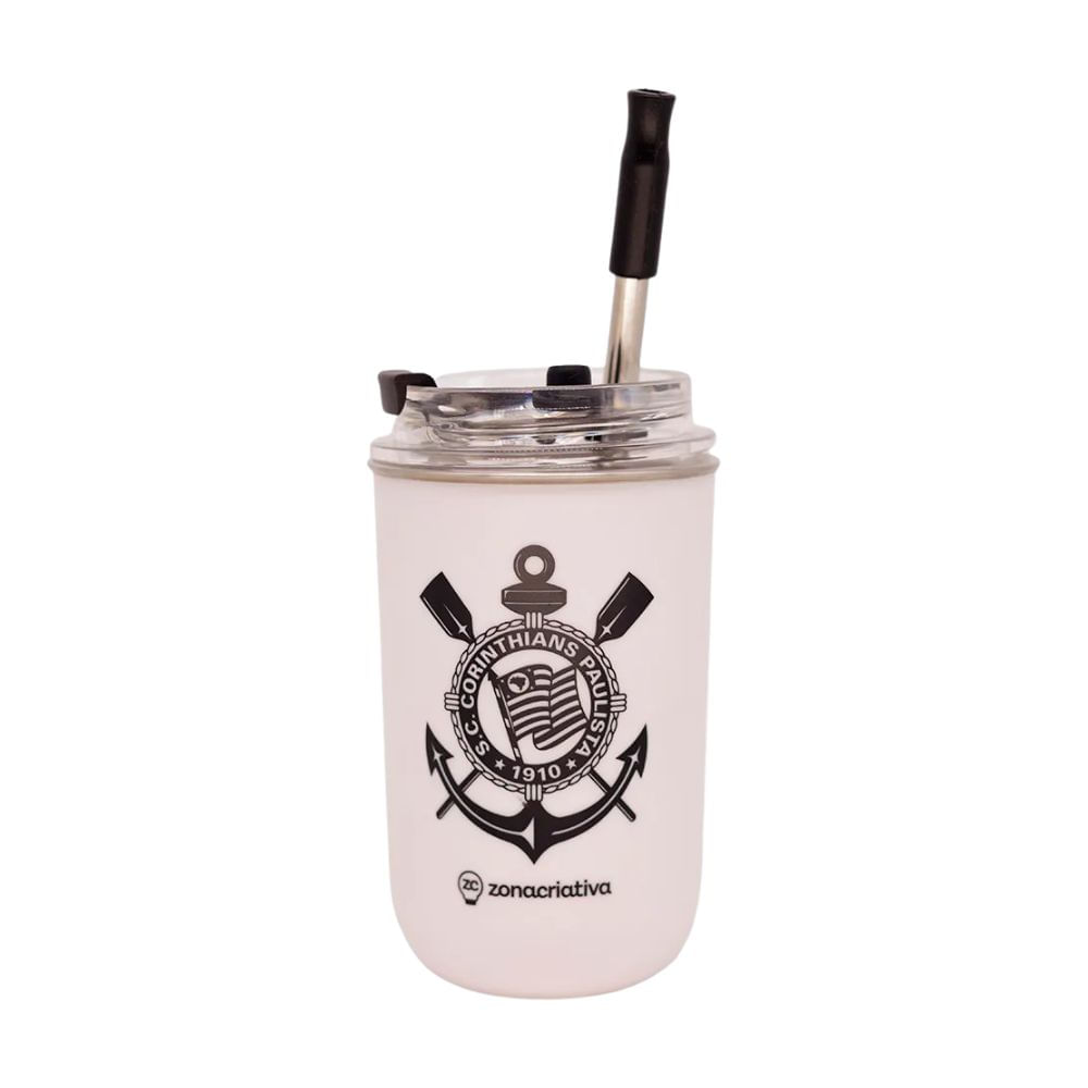 Copo Neo Com Canudo 300ml Corinthians Zona Criativa - 10026631