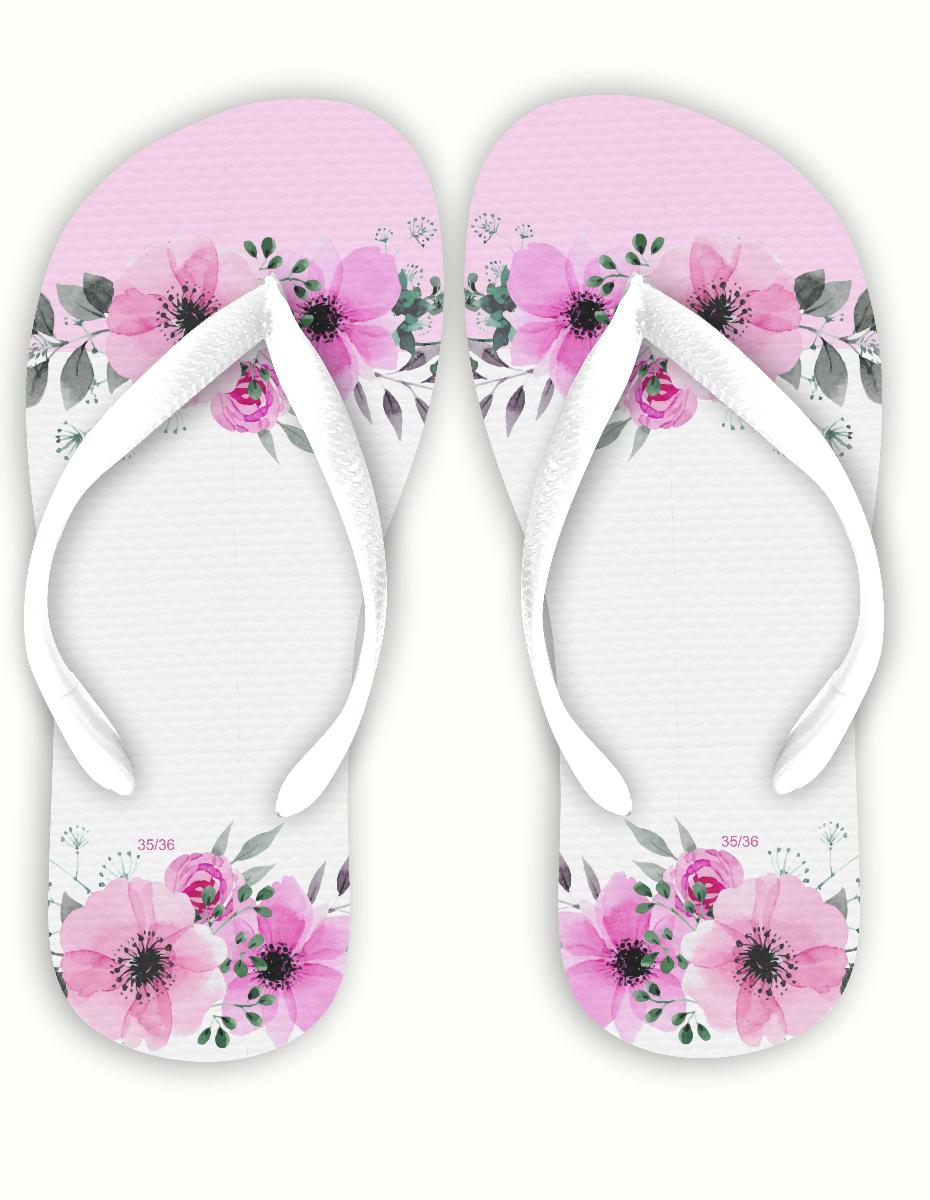 Chinelo Floral Rosa bebê Luxury