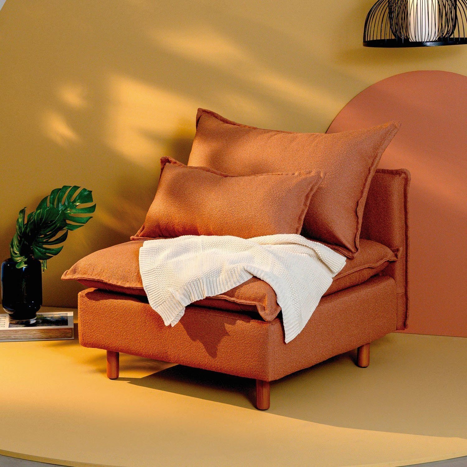 Sofá Modular Com Encosto Pé Madeira Sôma Cabecasa Madeiraoriginals Mocha Mousse