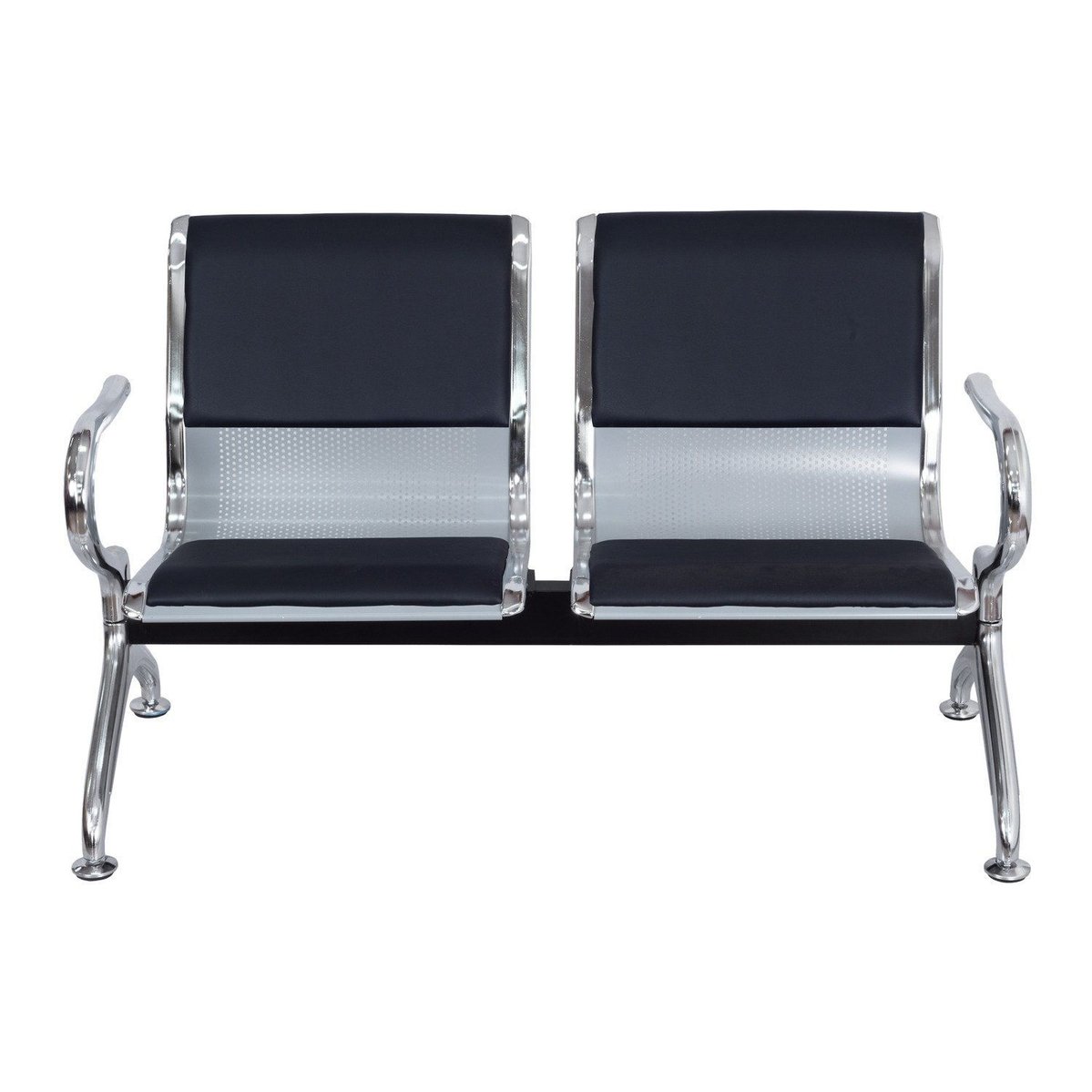 Cadeira 2 Lugares Longarina Montreal Cinza / Preto