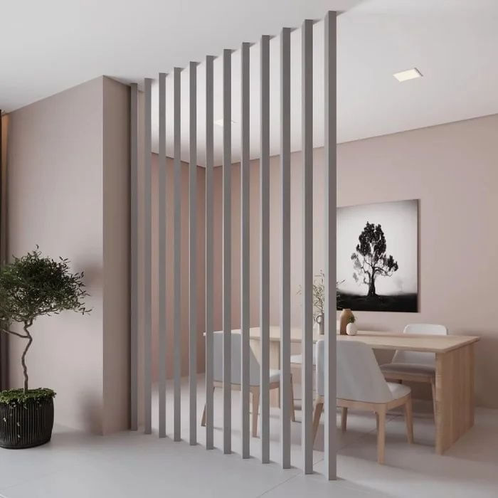 Kit 12 Divisórias Leve Decorativa Wpc 270cm X 10cm X 3,5cm Formaco Decor Amadeirado/cinza