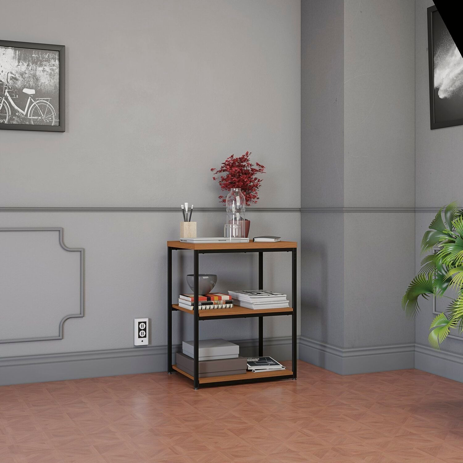 Mesa Lateral 45cm Kappesberg Crome Canela/preto