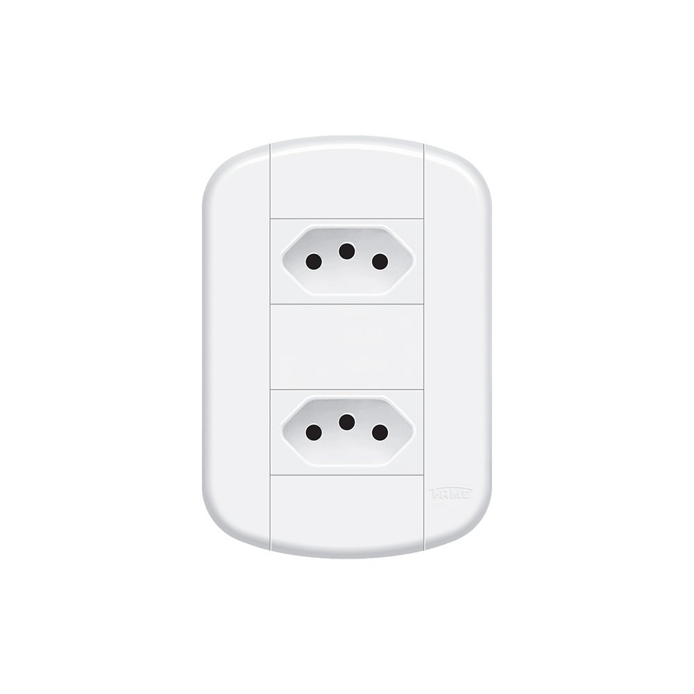 Tomada Dupla Fame Blanc+ 2P+T 10A com Placa 4x2 Branca