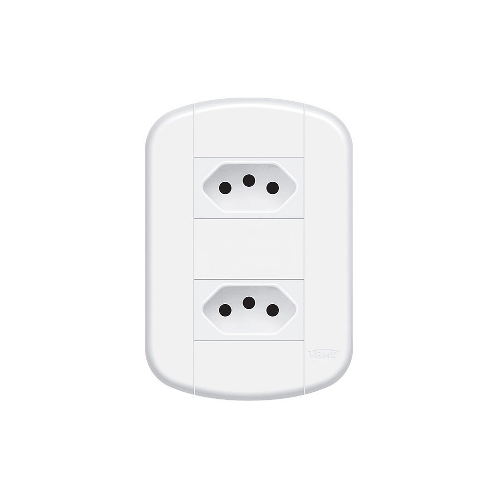 Tomada Dupla Fame Blanc+ 2P+T 10A com Placa 4x2 Branca