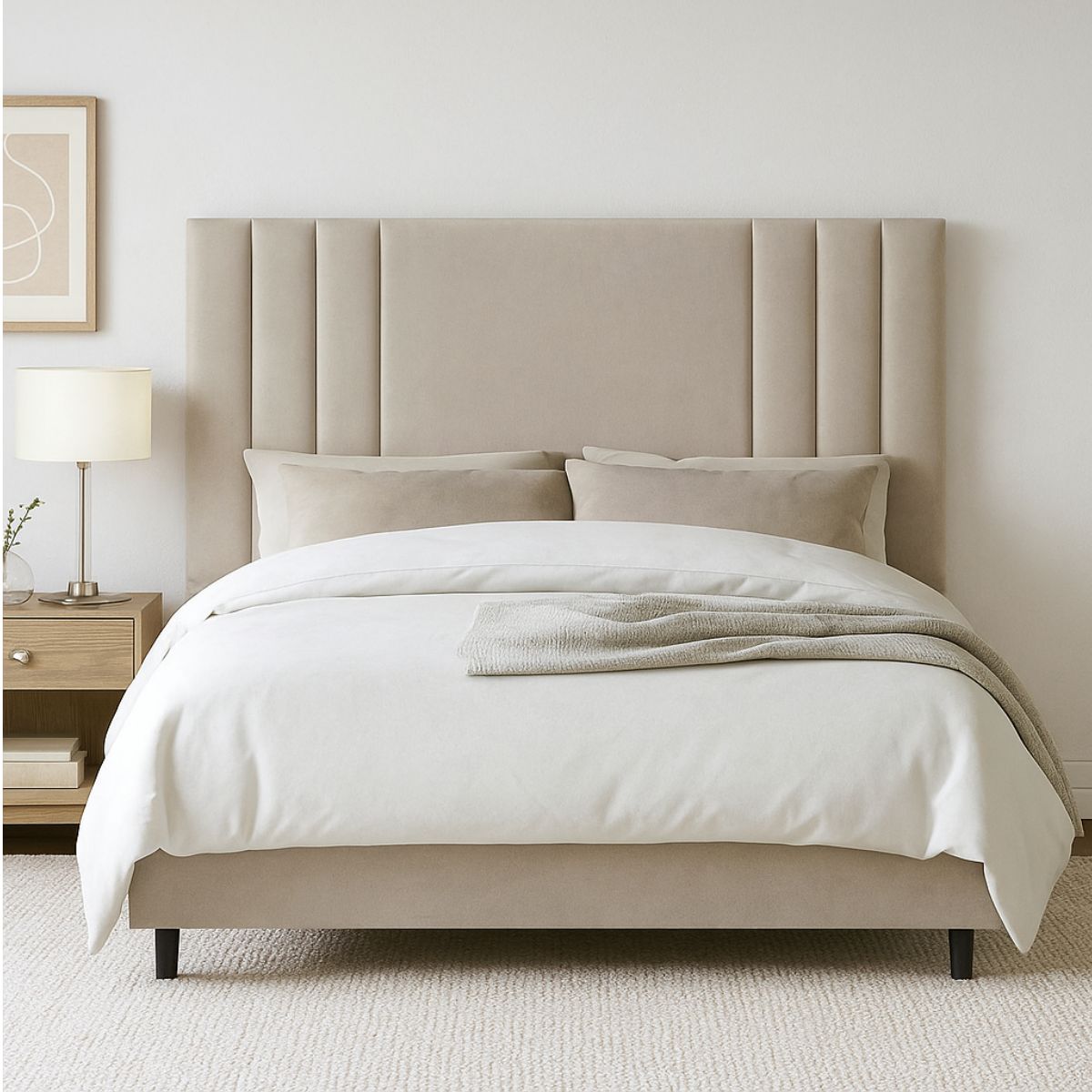 Cabeceira Casal 140 Cm Linho Frame Estofada Cama Box Moderna