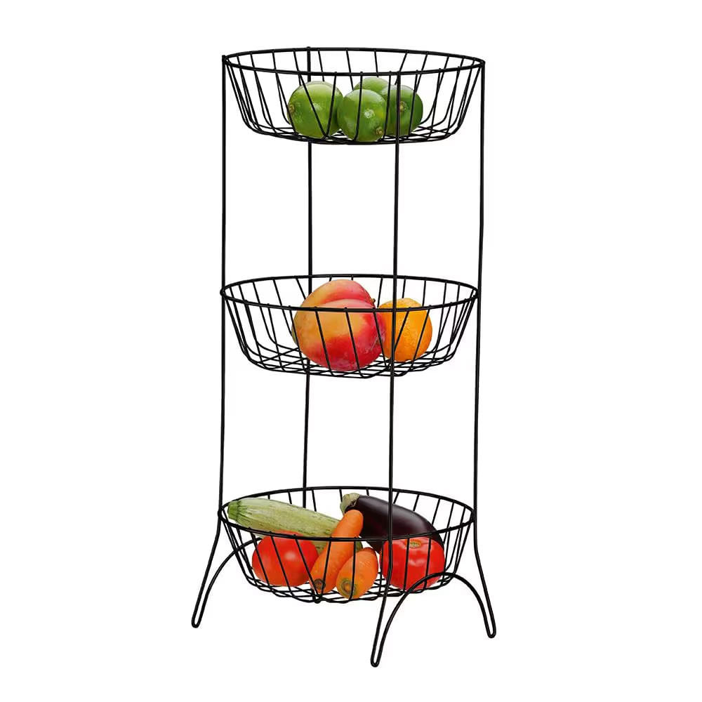 Fruteira Utimil Com 3 Cestos Preta