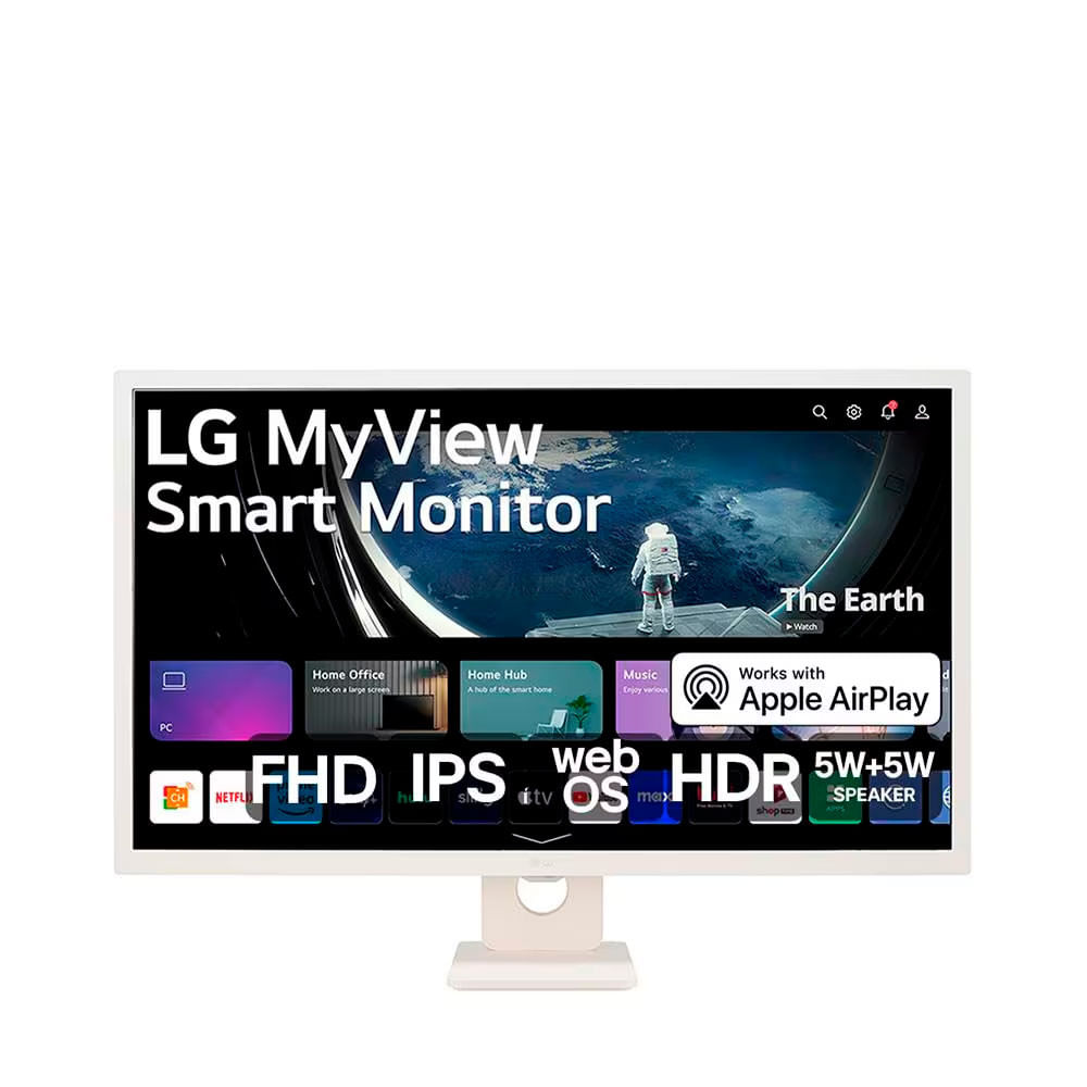 Monitor Lg 32 Polegadas Myview Smart 32sr50f-w Com Tela Ips, Full Hd, Webos, Screen Share, Hdr10, Thinq, Air Play 2, Bluetooth, Usb E Hdmi