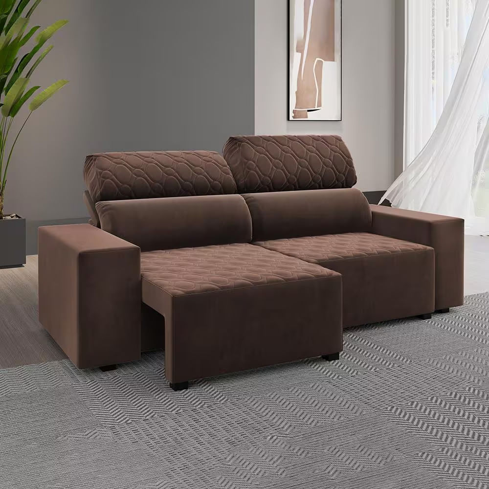 Sofá 3 Lugares Venetto Retrátil Reclinável 2 Metros Veludo Viero