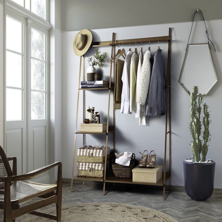 Arara de Roupas em Aço Begônia CabeCasa MadeiraMadeira Cobre